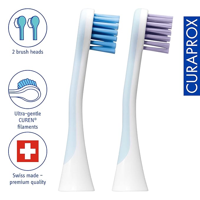 Curaprox Hydrosonic Brush Heads Power Duo – for Healthy Gums Braces &amp Implants | Gentle Yet Powerful Sonic Cleaning | 2-Pack | Compatible with All Curaprox Sonic Models | Swiss Made