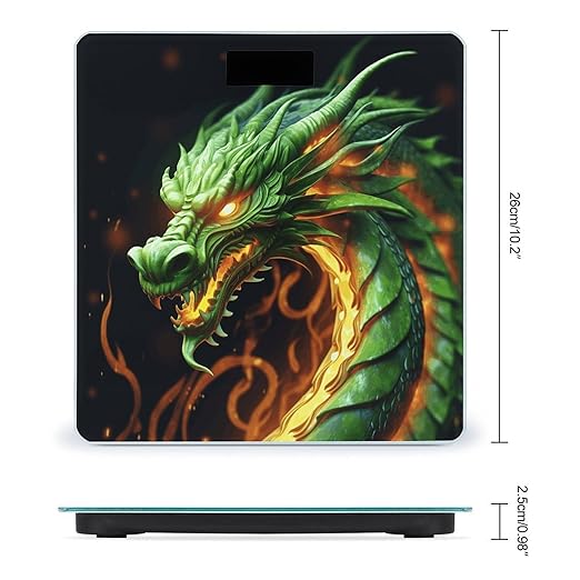 Chinese Dragon Scale for Body Weight Safe Rounded Corners Tempered Glass Digital Bathroom Scale LED Display 400lb Capacity Weight Scales with High Precision Sensors