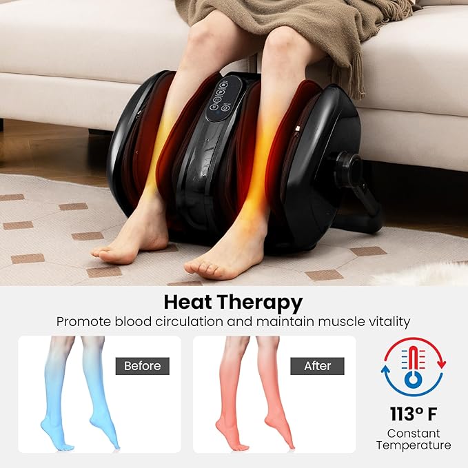ARLIME Foot Massager with Heat Deep Kneading Shiatsu Feet Massager Machine with Compression Muscle Arm Relaxation Gifts for Elder Men Women (Black)