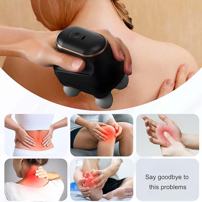 2025 New 4-Head Deep Tissue Electric Percussion Massager for Muscle Relaxation - 5 Adjustable Levels Rechargeable Vibration Massage Device for Neck Back Shoulder Leg (White)