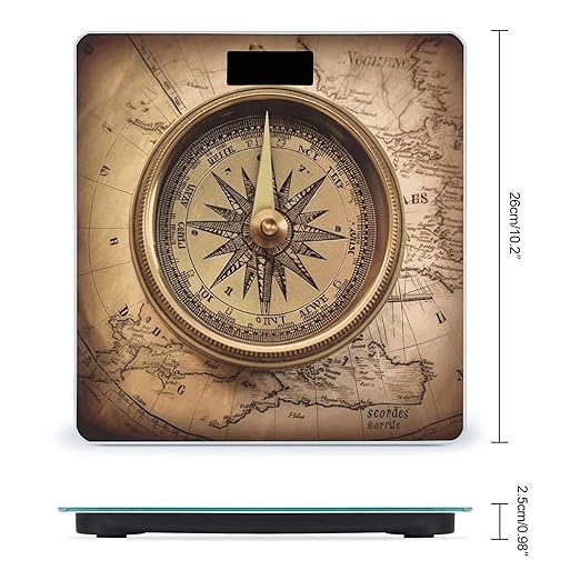 Law of The Compass Navigation Scale for Body Weight Highly Accurate Digital Bathroom Scale Sturdy Tempered Glass Weighing Scales with LCD Display Fashion Body Fat Smart Scales 400lb
