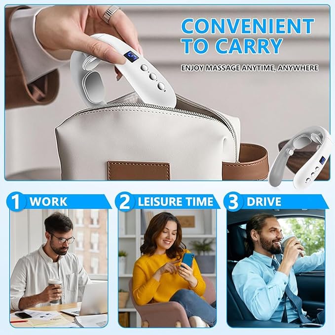 Neck Massager with Heat Portable Cordless Neck Massager for Pain Relief Neck Massager with Heat Deep Tissue 10 Modes &amp 16 Intensity Levels Suitable for Giving to Parents Friends (1 Set)