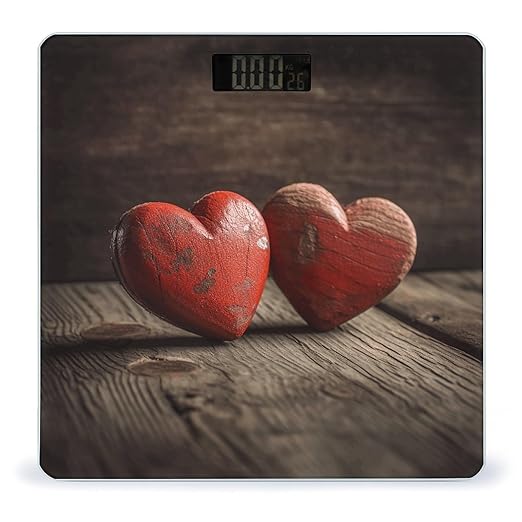 Hand Drawn Heart Pattern Scale for Body Weight Precision Bathroom Weighing Scales with Back Lit LCD Display Sturdy Tempered Glass Body Weight Scales Digital Bathroom Scale 400lb