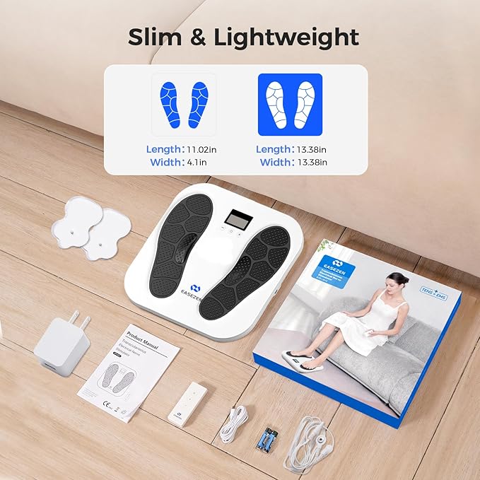 Foot Massager for Neuropathy Rechargeable TENS EMS Foot Stimulator with 10 Modes 20 Intensities Feet Circulation Stimulator for Neuropathy Plantar Fasciitis Gifts for Mom Dad