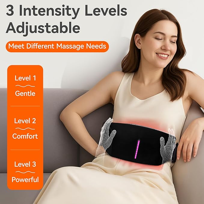 Double Disc Abdominal Massager with Heat Stomach Massager for Digestion Belly Cellulite Massage for Flattening Belly Relieves Discomfort Caused by Bloating ConstipationStomach Pain (Black)