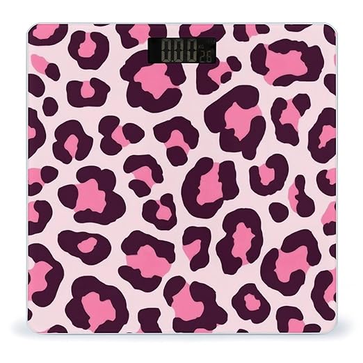 Men's Fashion Automatic Switch Digital Bathroom Weighing Scale Smart Scale Cheetah Leopard Print Floral Pink