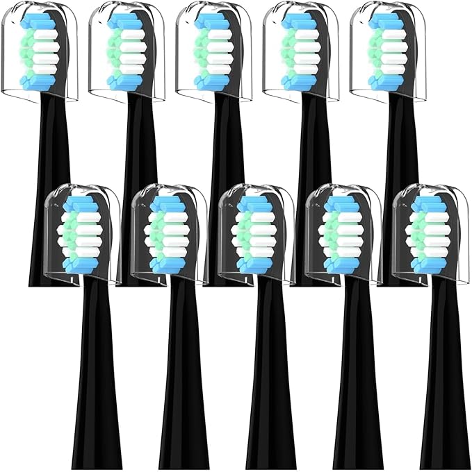 10 PCs Compatible for Pulsonic Electric Toothbrush Sound Replacement Heads(Black)