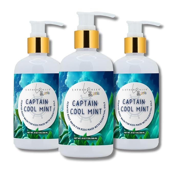 Kids Body Wash – Plant Based Gentle Moisturizer with Shea Butter – Safe for Sensitive Skin – Captain Cool Mist – 3 Pack (8 oz Each)