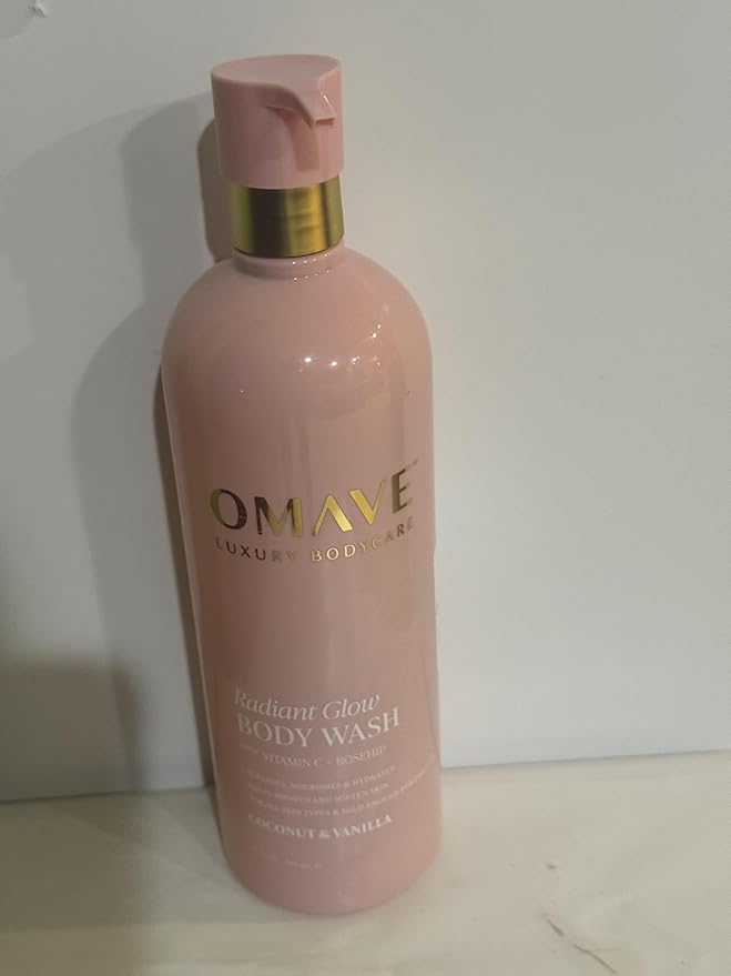 Omave Radiant Glow Body Wash with Vitamin C Rosehip Coconut and Vanilla Exfoliating Formula 32 Fl oz