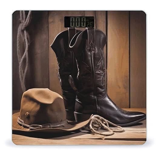 Cowboy Black Hat Western Boots Digital Bathroom Scale Fashion Unique Weight Scale BMI Anti-Slip Precision Weighing Scales Suitable for Home Bedrooms Use and Gift