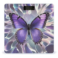 Beautiful Purple Butterfly Art Bathroom Scale for Body Weight with High Precision Large LCD Backlight Display Digital Weighing Scale with BMI Capacity Up to 180kg