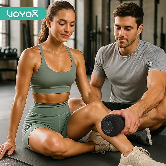VOYOR-HEALTH Vibrating Peanut Massage Ball Roller Electric Double Lacrosse Massage Ball with 4 Intensities for Muscle Pain Relief Rechargeable Deep Tissue Massage Yoga Sports Fitness MB300 (Black)