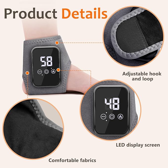 Foot Massager for Neuropathy Foot Renew Triple Method Massager with 3-Speed &amp 3-Temperature Wireless Heated Foot &amp Ankle Wrap Portable Foot Massagers for Home/Office/Travel