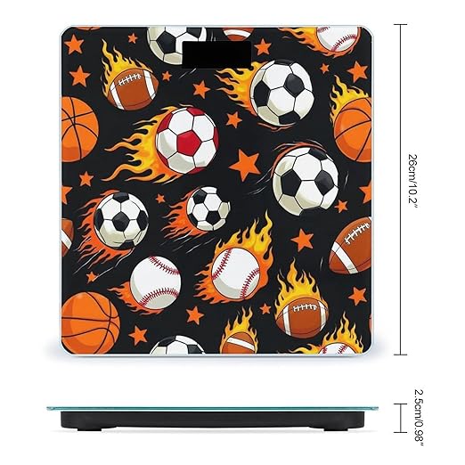 Women's Digital Bathroom Weighing Scale Automatic Switch Energy Saving Scale Smart Scale for Body Weight Fire Ball Soccer Basketball Baseball Football Sport