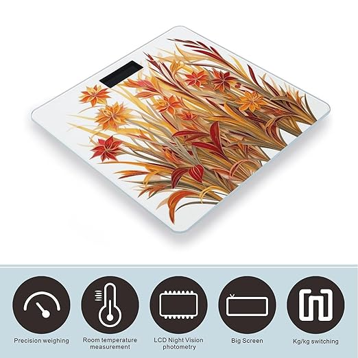 Grass Pattern Scale for Body Weight Precision Bathroom Weighing Scales with Back Lit LCD Display Sturdy Tempered Glass Body Weight Scales Digital Bathroom Scale 400lb