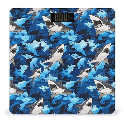 Women's Digital Bathroom Weighing Scale Automatic Switch Energy Saving Scale Smart Scale for Body Weight Cool Dinosaur and Ocean Sharks