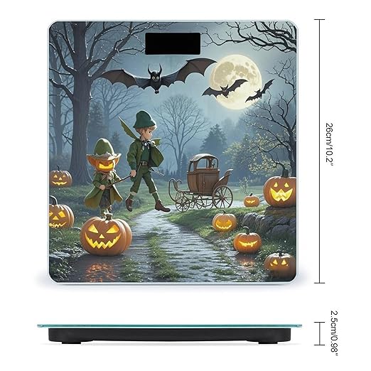 Dead Tree Pumpkin Carriage Bathroom Scale for Body Weight Bathroom Weighing Scales with Back Lit LED Display Sturdy Tempered Glass Body Weight Bathroom Scale 400lb Weighing