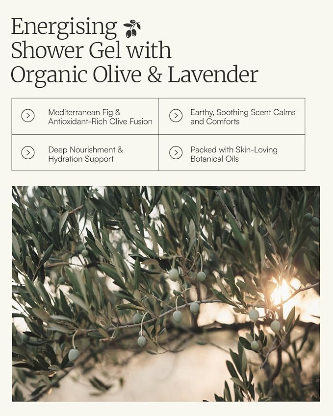 AEOLIS Refreshing Shower Gel with Olive &amp Lavender– Greek Olive Oil Shower Gel for Men &amp Women – Clean Beauty Body Cleanser – Natural Skincare from Greece – Invigorating Body Care 9.12 Fl Oz