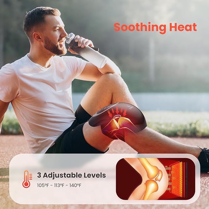 Knee Massager with Heat - Heating and Vibrating Pain Relief Knee Massager for Arthritis Gifts for Elderly Dad Mom