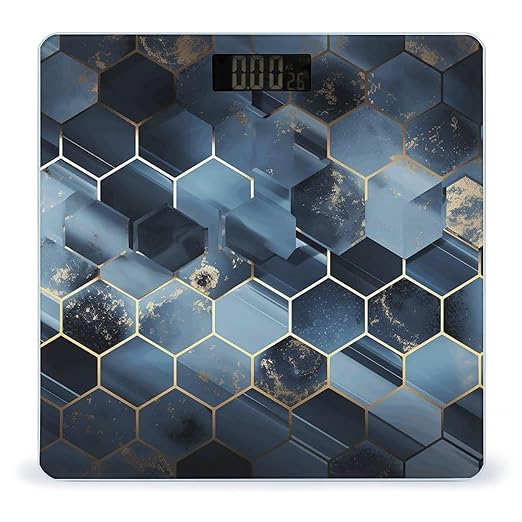 Blue Hexagons and Diamonds Scale for Body Weight Digital Bathroom Scale Accurate Smart Weight Scales with Large Display Weighing Machine High Precision Scales