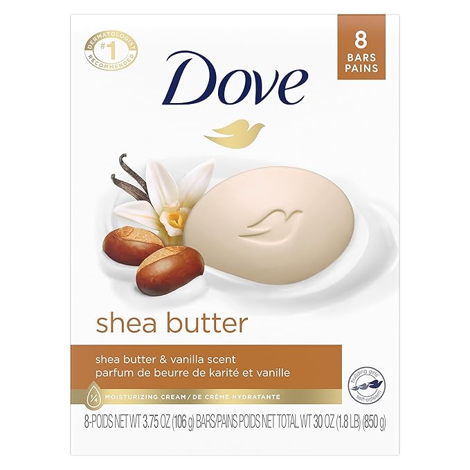 Dove Sensitive Skin Body Wash 30.6 fl oz (Pack of 3) Shea Butter Beauty Bar 3.75 oz 8 Bars