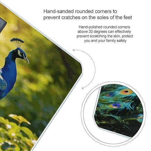 Beautiful Peacock Weight ScaleClear LED Display Bathroom Digital Weighing ScaleTempered Glass Digital Bathroom Scale for Body Weight Capacity Up to 400 Lbs