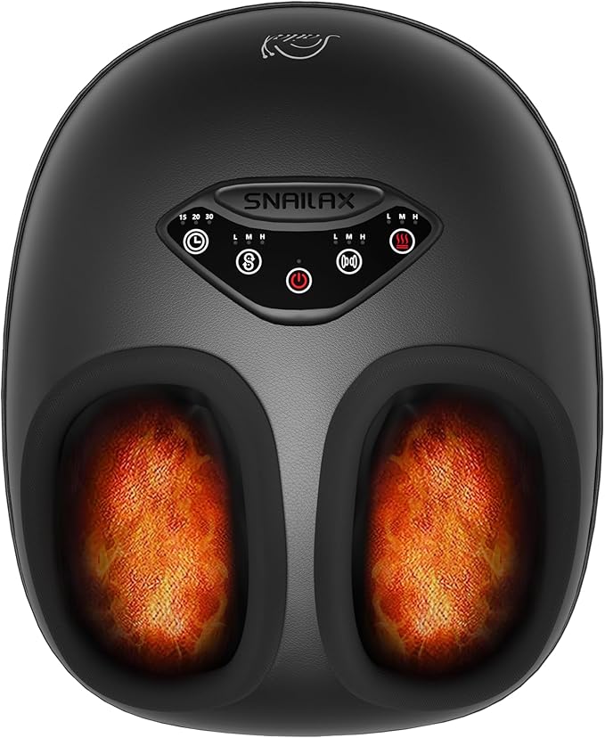 Snailax Shiatsu Foot Massager with Heat Deep Kneading Rolling Compression Feet Massager for Plantar Fasciitis Neuropathy 3 Heating Levels3 Timer Option Fits Size up to 14“ Gifts for MenWomen