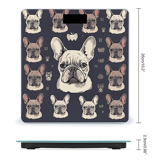 I Love French Bulldog Scale for Body Weight Precision Bathroom Weighing Scales with Back Lit LCD Display Sturdy Tempered Glass Body Weight Scales Digital Bathroom Scale 400lb