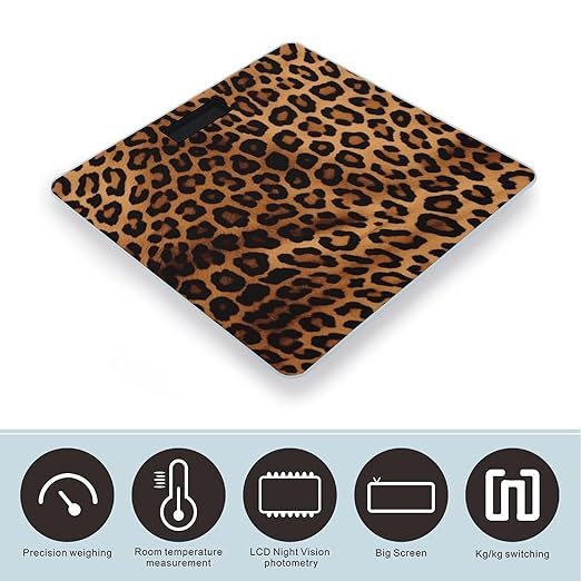 Digital Bathroom Scale for Body Weight Scale with Bright LCD Display High Accuracy Step-On Technology Auto On/Off Cool Cheetah Leopard Digital Scales 400 Lbs /180kg