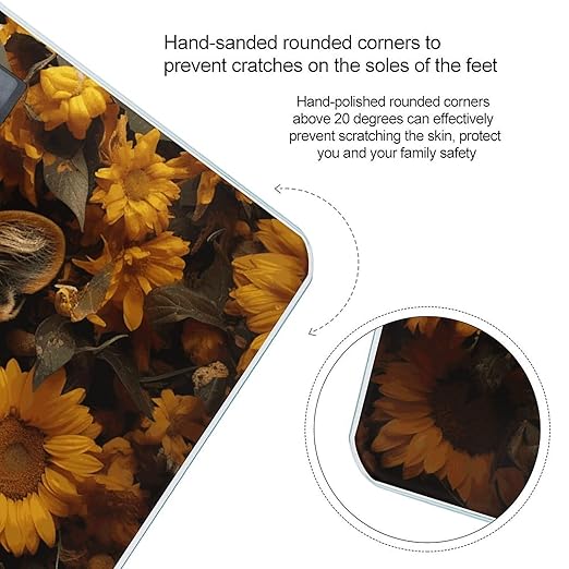 Leopard and Sunflower Smart Scale for Body Weight Accurate Bathroom Scale with LED Display Digital Weight Scales Weighing Machine High Precision Scales for Bath Home