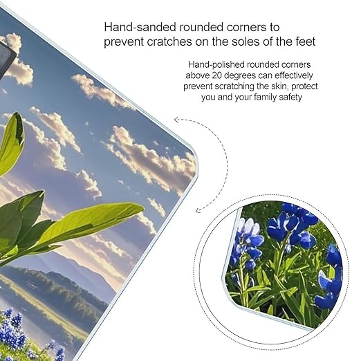 Bluebonnets Scenery Bathroom Scale Automatic Power On/Off Body Scales LCD Backlight Display Square Digital Scale Rounded Corners Bathroom Scales for Home Bedrooms