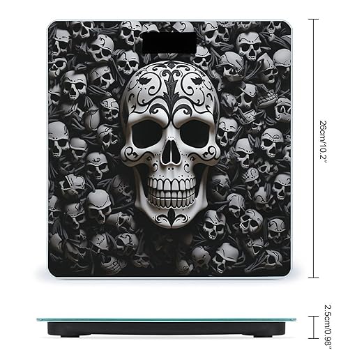Black and White Skulls Scale for Body Weight Accurate Digital Bathroom Scale Toughened Glass High Precision Scales Smart Weight Scales with Large LCD Backlight Display Weighing Machine