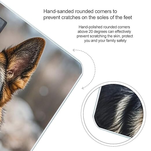 German Shepherd Dog Scale for Body Weight Highly Accurate Digital Bathroom Body Scale Digital Bathroom Scales for People Anti-Slip Large LCD Display Smart Scales