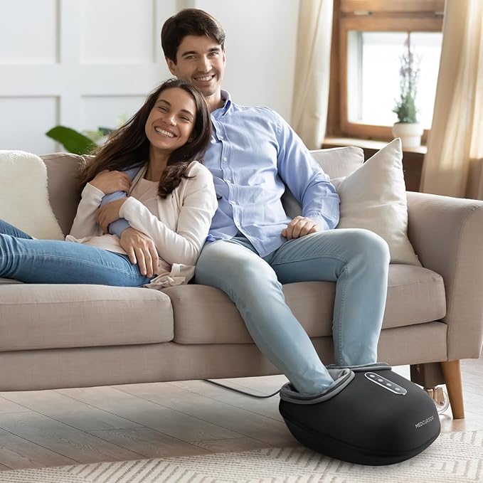 Medcursor Foot Massager with Heat - Shiatsu Feet Massage Machine Delivers Relief for Tired Muscles &amp Plantar Deep Kneading Therapy Multi-Level Settings for Home Office Use Size up to 13