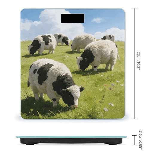 Cute Cows Watercolor Weight ScaleClear LED Display Bathroom Digital Weighing ScaleTempered Glass Digital Bathroom Scale for Body Weight Capacity Up to 400 Lbs