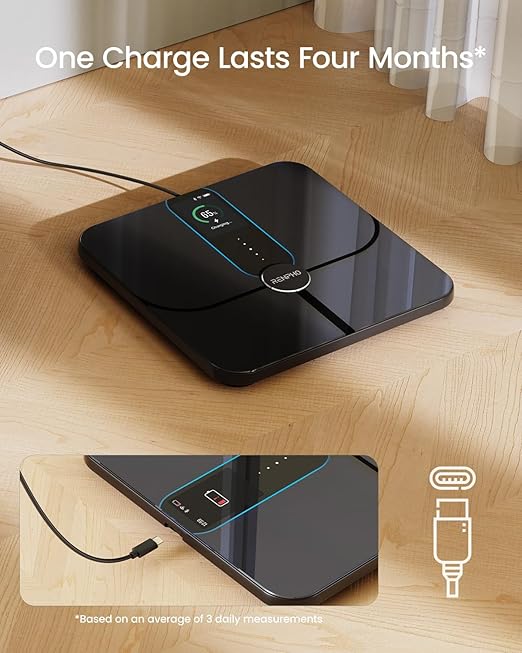 RENPHO Smart Scale for Body Weight Fat Digital Bathroom Scale with Color Display Wi-Fi &amp Bluetooth Fitness Equipment for BMI Muscle Mass Composition Rechargeable Elis Nova