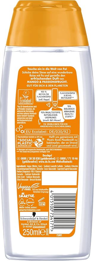 Fa- Pure Freshness Shower Gel- 250ml 1.41 Fl Oz (Pack of 6) White