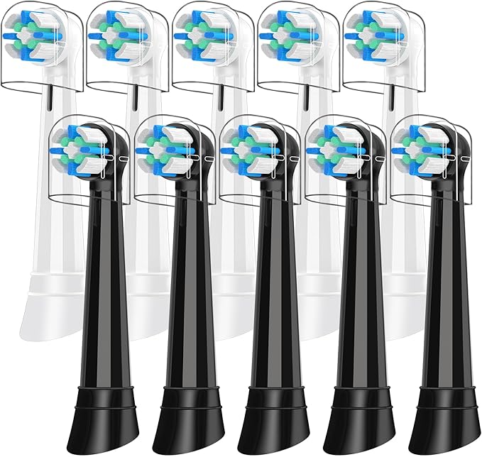 IO Replacement Heads Compatible with Oral B iO 2/3/4/5/6/7/8/9/10 Series Electric ToothbrushMedium-Soft Brush Heads for Gentle Care and Deep Clean White and Black 10PCS
