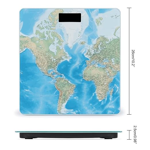Digital Bathroom Scale for Body Weight Scale with Bright LCD Display High Accuracy Step-On Technology Auto On/Off World Map Digital Scales 400 Lbs /180kg