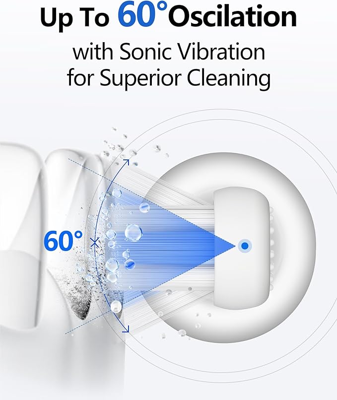 Sonic Electric Toothbrush for Adults Oscillation &amp Vibration Smart Toothbrush with Customizable App 3 Brush Heads Wireless Rechargeable Travel Electric Toothbrush IPX7 Waterproof (White)