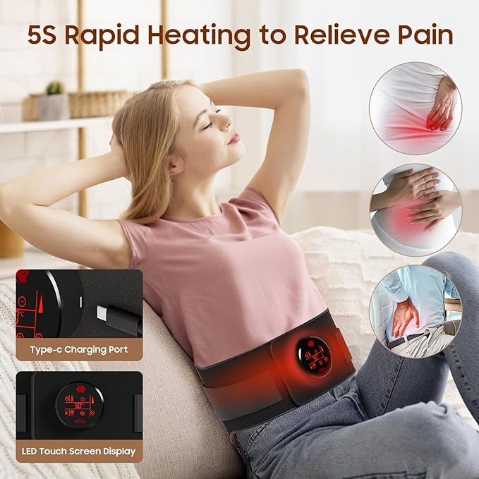 Cordless Heating Pad for Back Pain Relief 51 Rechargeable Heated Back Wrap withVibration Massage 3 Heat &amp 3 MassageModes Portable Lower Back Pain Relief Beltfor Men &amp Women