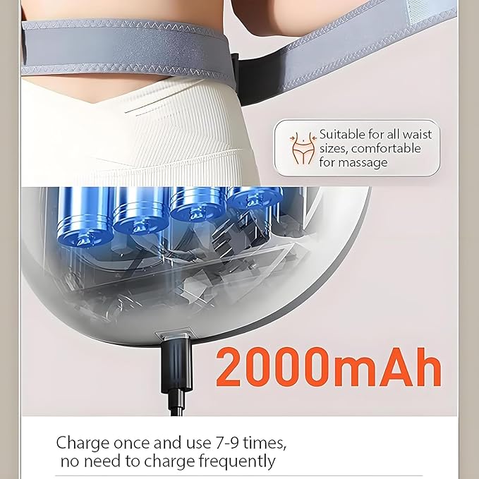 Stomach Massager Electric Fast Warming Belly Belt with 30mm Large Meteorite Massage Head 3 Levels Intensity Adjustable and Auto-Timer Forward and Reverse Rotation for Fat Burning &amp Digestion