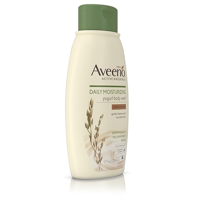 Aveeno Daily Moisturizing Yogurt Body Wash for Dry Skin with Soothing Oat &amp Vanilla Scent Gentle Body Cleanser 12 fl. oz (Pack of 3)