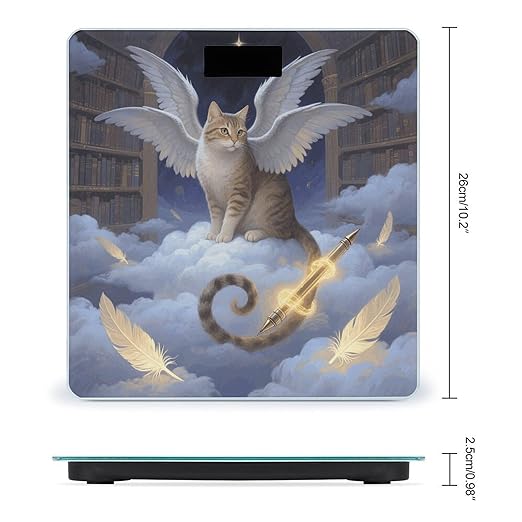 Six Winged Angel Cat Scale for Body Weight Sturdy Tempered Glass Weighing Scales with LCD Display Accurate Digital Bathroom Scale Convenient Body Fat Smart Scales Easy Read