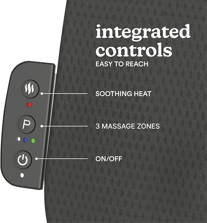 HoMedics Ultra Slim Shiatsu Massage Cushion with Heat – Full Back Coverage Deep Kneading Massage 3 Zone Control (Upper/Lower/Full) Soothing Heat Slim Profile Portable Design Fits Most Chairs