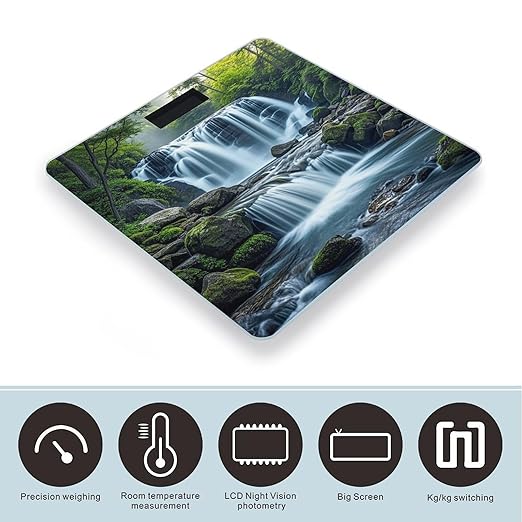 Waterfall Flowing Down Scale for Body Weight Smart Scales Digital Bathroom Scale High Precision Weighing Scales with Large Display Weighing Machine for People