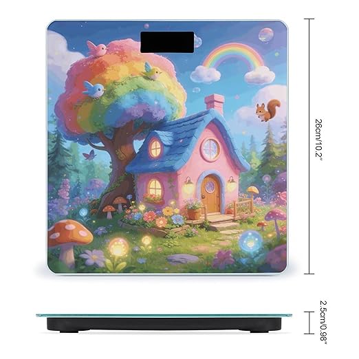 Fairy Tale House Smart Scale for Body Weight Digital Bathroom Scale Toughened Glass Weight Scale with Large LCD Backlight Display High Precision Scales Weighing Machine
