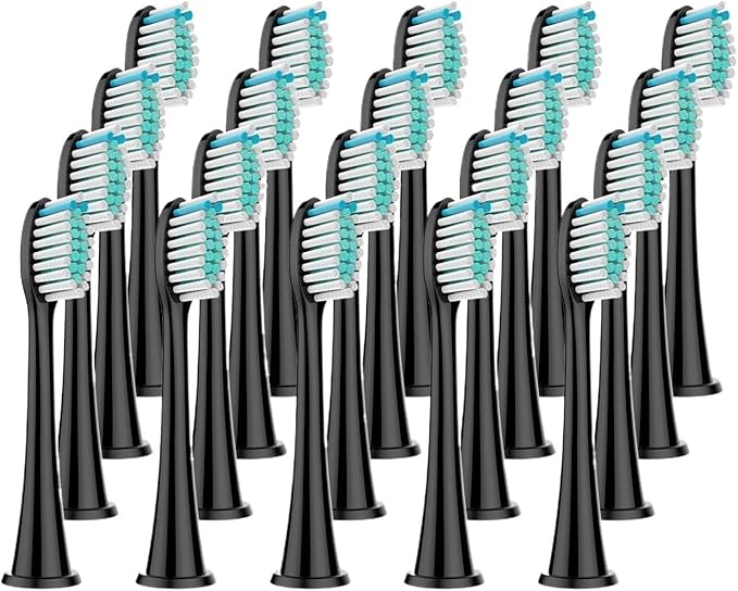 20Pcs Replacement Brush HeadsCompatible for HX3/HX6/HX9 Series Toothbrush HX6064(20Pcs Black)