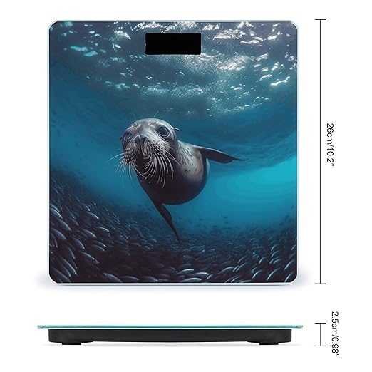 Underwater Sea Lion Bathroom Scale for Body Weight 400 Lb Weight Scale with High Precision Sensors Tempered Glass Highly Accurate Digital Weighing Machine for People