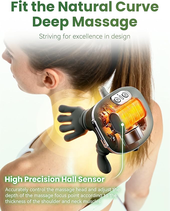 Neck and Back Massager Official 4D Deepkneading Neck Massager 2.0 with Heat Wireness with 2 Temp Levels &amp 3-Speed for Pain Relief Deep Tissue (1Pcs)